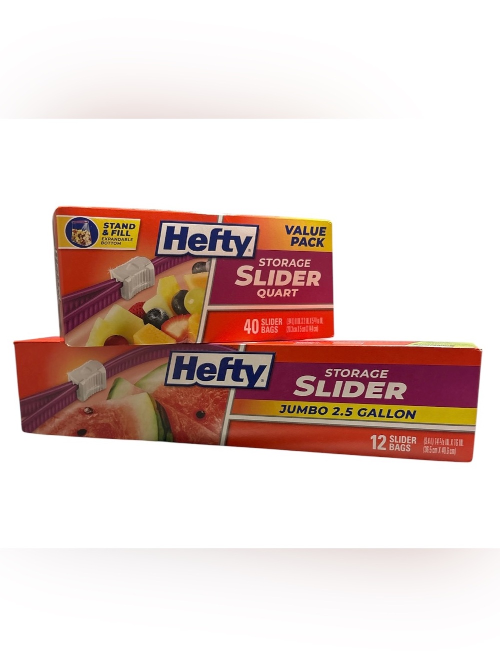 Storage Slider Bags, Quart & Jumbo 2.5 Gallon